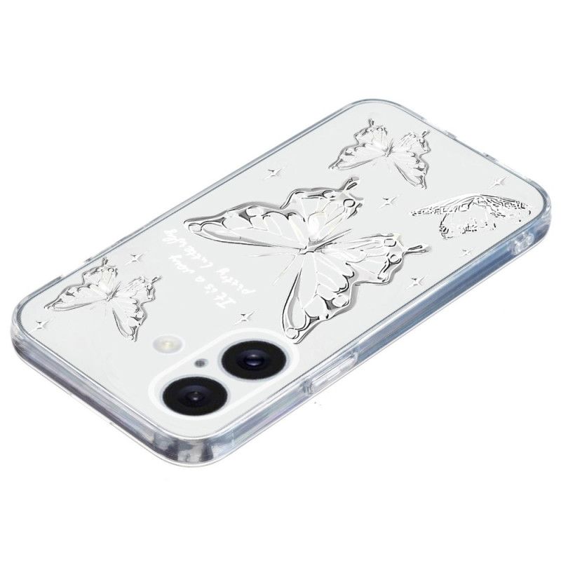 Coque iPhone 16 Bord Transparent Papillons