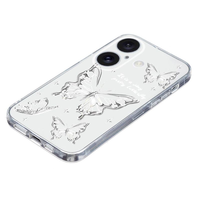 Coque iPhone 16 Bord Transparent Papillons