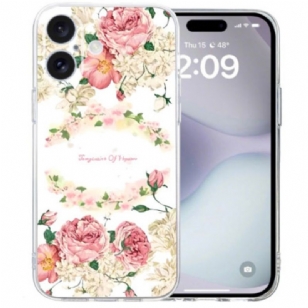 Coque iPhone 16 Bord Transparent Roses