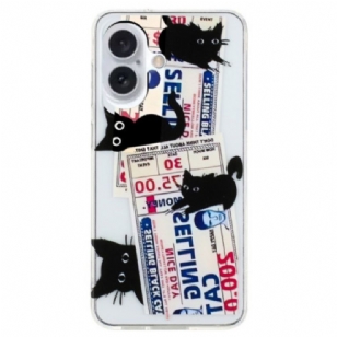 Coque iPhone 16 Chats Noir