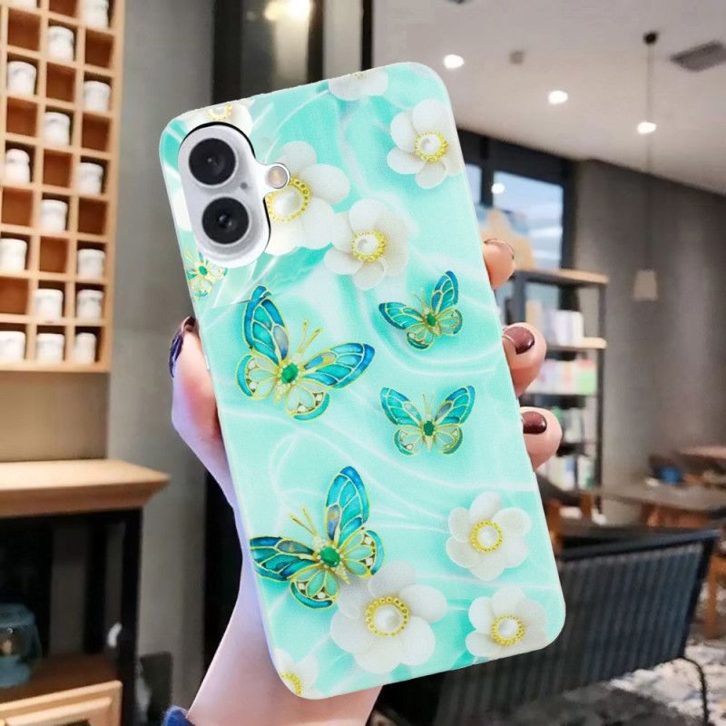 Coque iPhone 16 Fleurs et Papillons