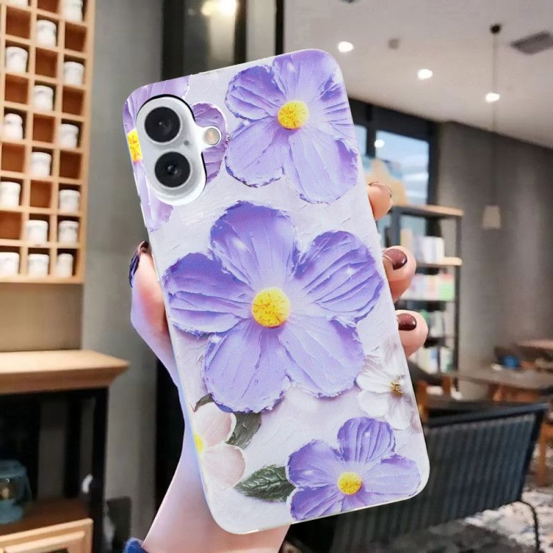 Coque iPhone 16 Fleurs Pourpres