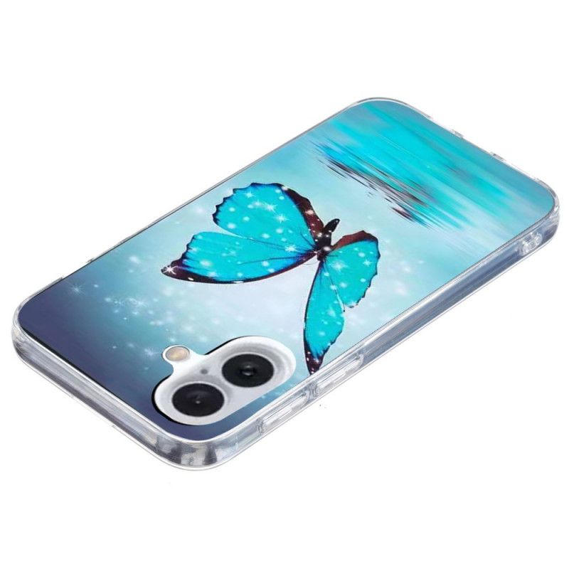 Coque iPhone 16 Papillon Bleu