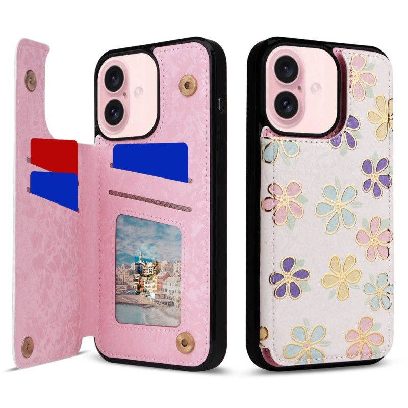 Coque iPhone 16 Porte-Cartes RFID Florale