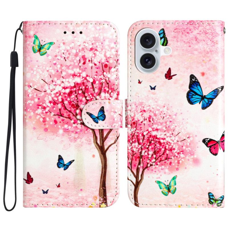 Housse iPhone 16 Cerisier en Fleurs à Lanière