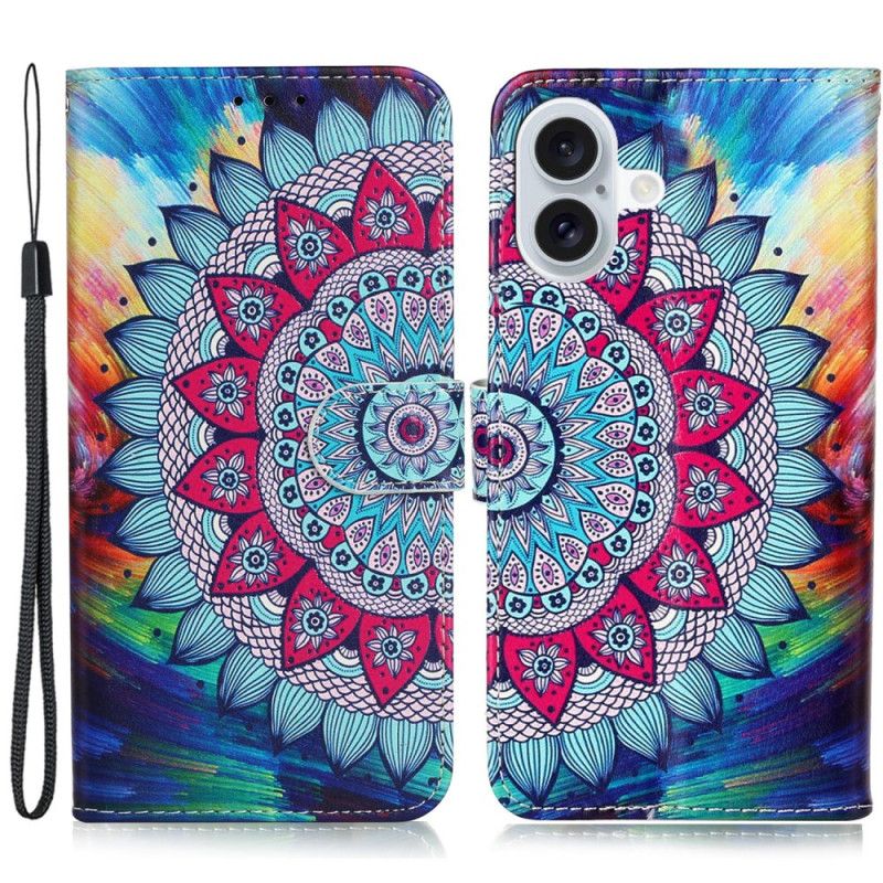 Housse iPhone 16 Fabuleux Mandala à Lanière