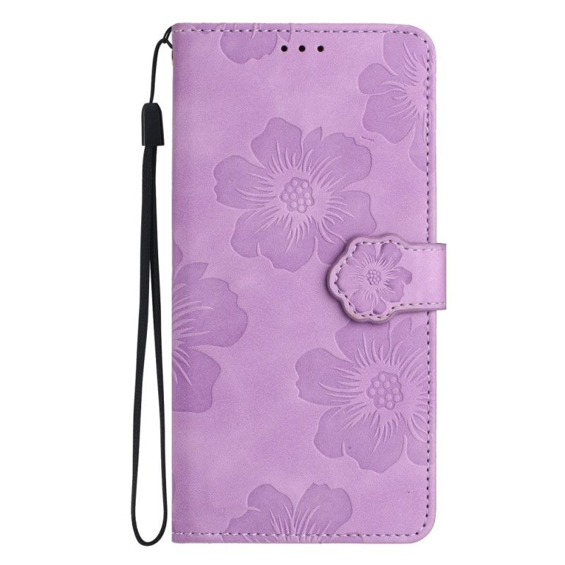 Housse iPhone 16 Motif Floral à Lanière