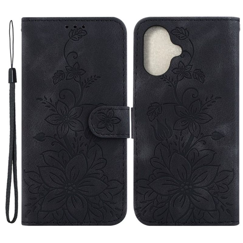 Housse iPhone 16 Motif Floral à Lanière