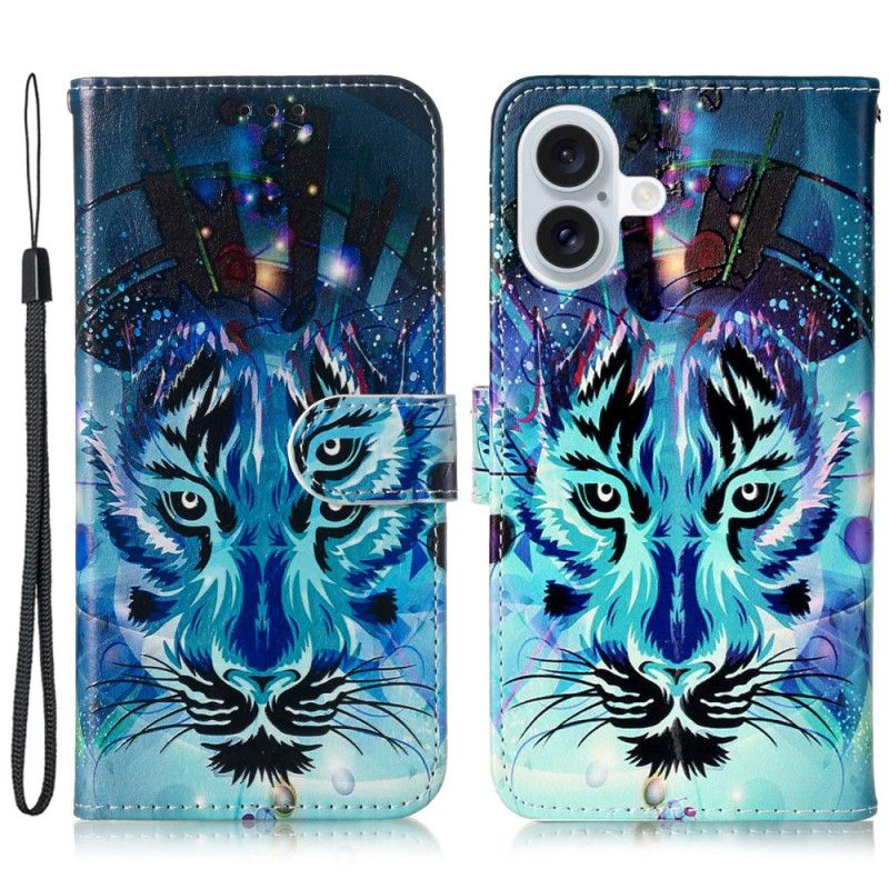 Housse iPhone 16 Motif Loup à lanière