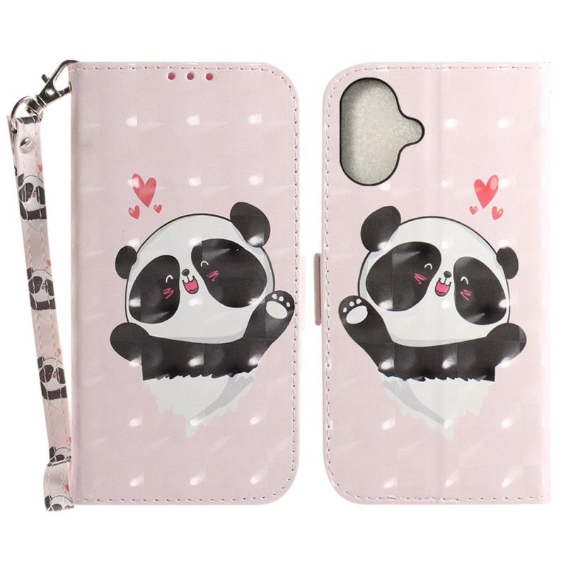 Housse iPhone 16 Panda Love à Lanière