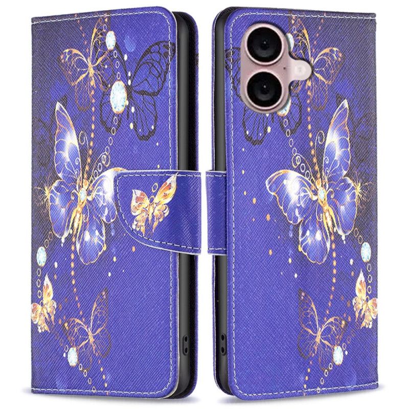 Housse iPhone 16 Papillons sur Fond Violet