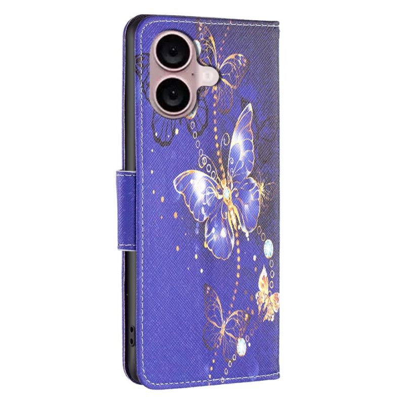 Housse iPhone 16 Papillons sur Fond Violet