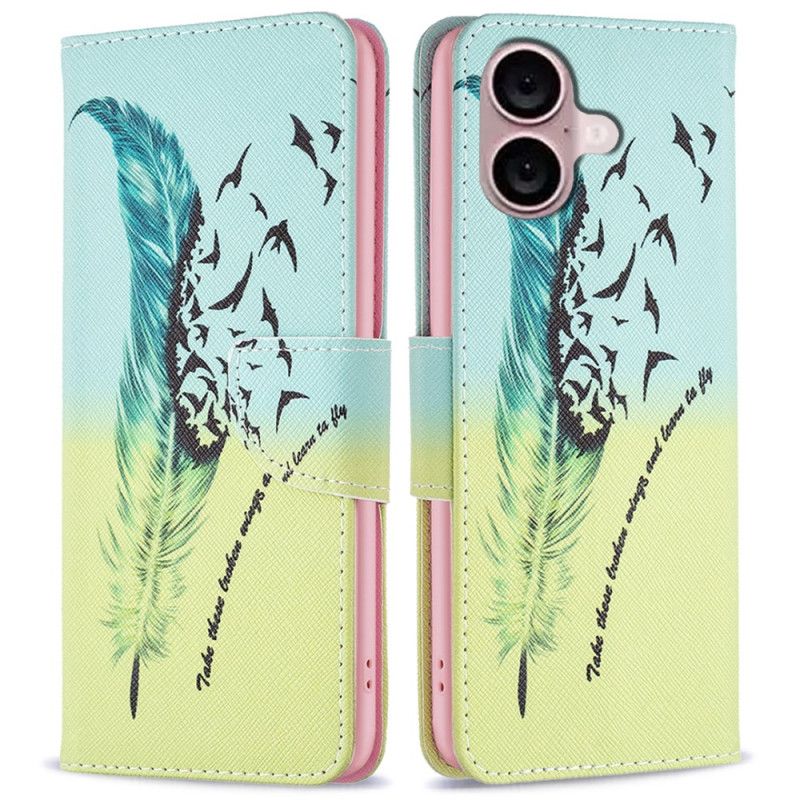 Housse iPhone 16 Plume et Oiseaux