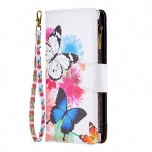 Housse iPhone 16 Portefeuille Deux Papillons