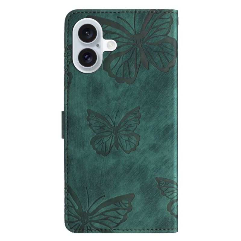 Housse iPhone 16 Portefeuille Motif Papillons