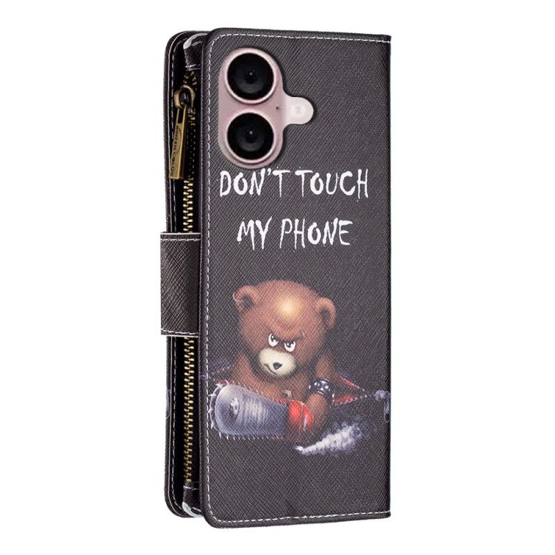 Housse iPhone 16 Portefeuille Ours