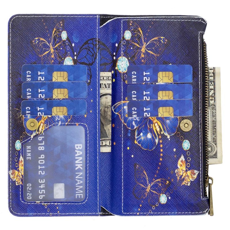 Housse iPhone 16 Portefeuille Papillons Violets