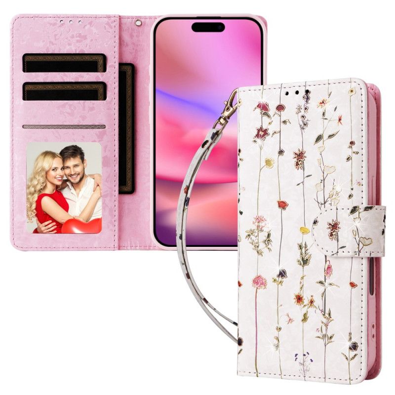 Housse iPhone 16 Technologie Blocage RFID Fleurs