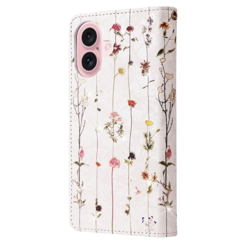 Housse iPhone 16 Technologie Blocage RFID Fleurs