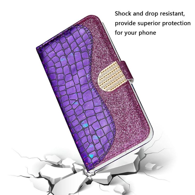 Housse Samsung Galaxy A12 / M12 Luxury Croco Paillettes