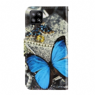 Housse Samsung Galaxy A12 / M12 Papillon Bleu