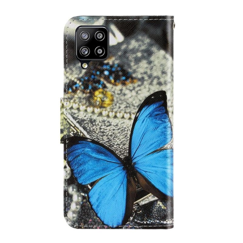 Housse Samsung Galaxy A12 / M12 Papillon Bleu