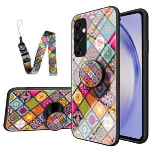 Coque Samsung Galaxy A55 5G avec Support et Lanière Patchwork