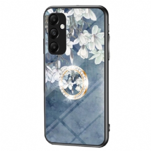 Coque Samsung Galaxy A55 5G Verre Trempé avec Support Motif Floral