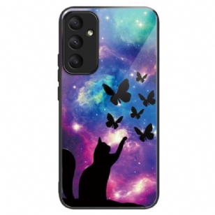 Coque Samsung Galaxy A55 5G Verre Trempé Chat et Papillons