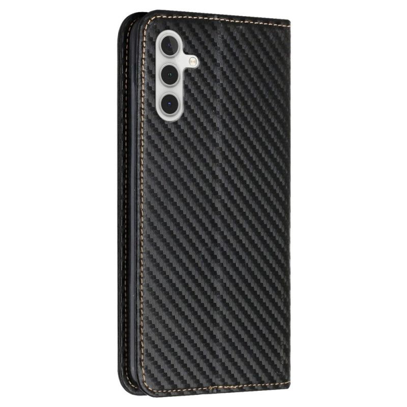 Flip Cover Samsung Galaxy A55 5G Fibre Carbone à Lanière