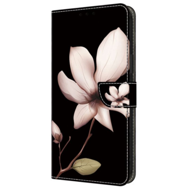 Housse Samsung Galaxy A55 5G Fleurs Roses sur Fond Noir