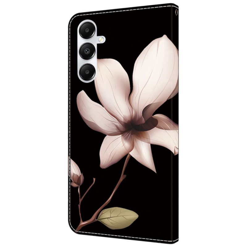 Housse Samsung Galaxy A55 5G Fleurs Roses sur Fond Noir