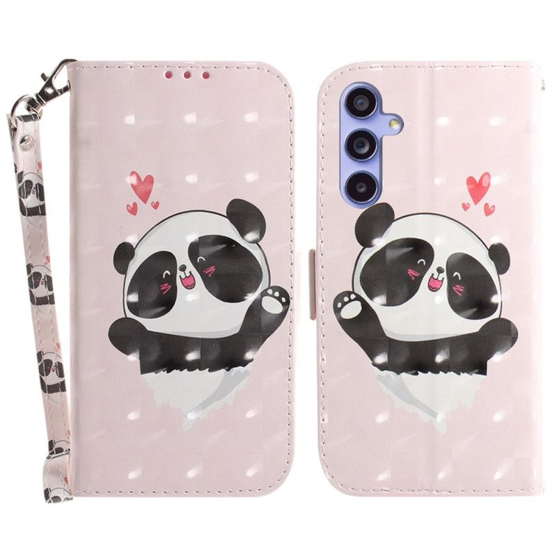 Housse Samsung Galaxy A55 5G Panda Love à Lanière