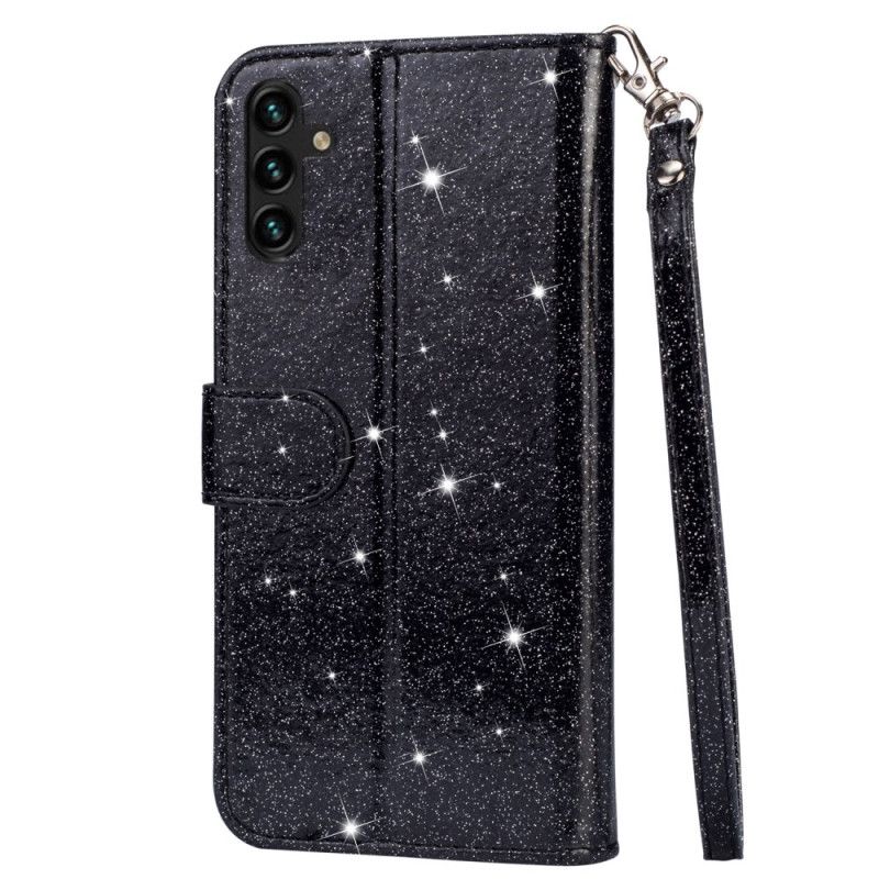 Housse Samsung Galaxy A55 5G Porte-Monnaie Paillettes à Lanière