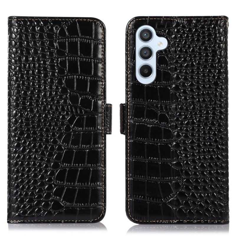 Housse Samsung Galaxy A55 5G Style Crocodile avec Blocage RFID