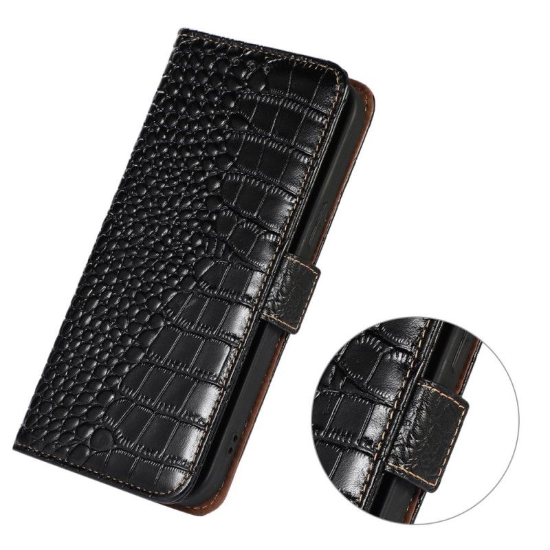 Housse Samsung Galaxy A55 5G Style Crocodile avec Blocage RFID