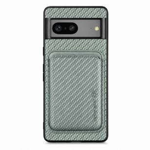 Coque Google Pixel 7 Fibre Carbone Porte-Cartes Amovible