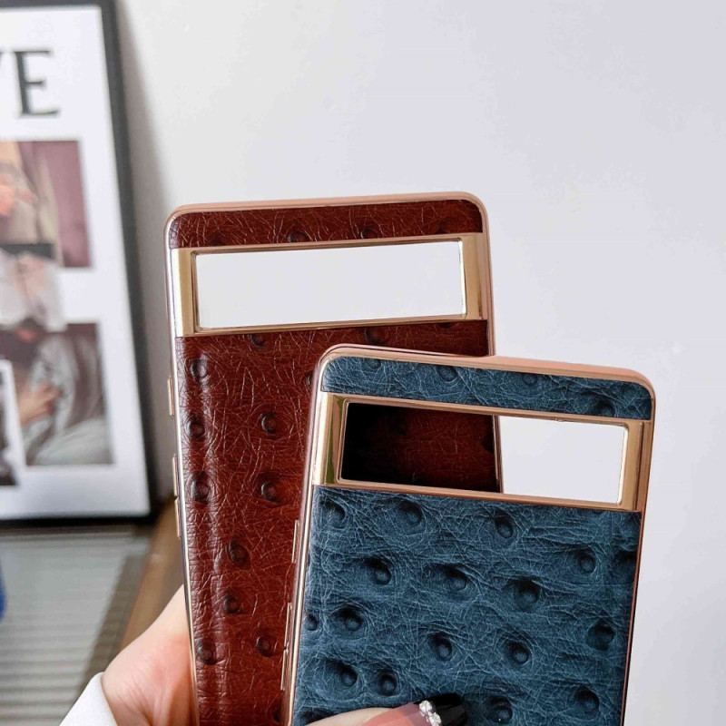 Coque Google Pixel 7 Véritable Cuir Style Autruche