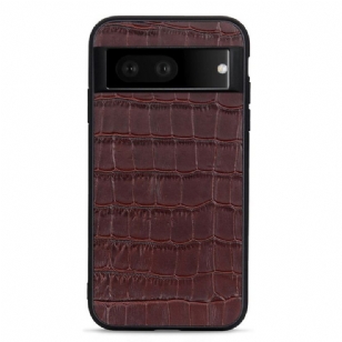 Coque Google Pixel 7 Véritable Cuir Style Crocodile