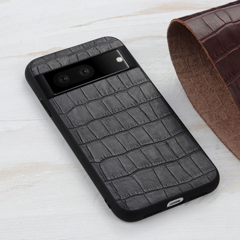 Coque Google Pixel 7 Véritable Cuir Style Crocodile