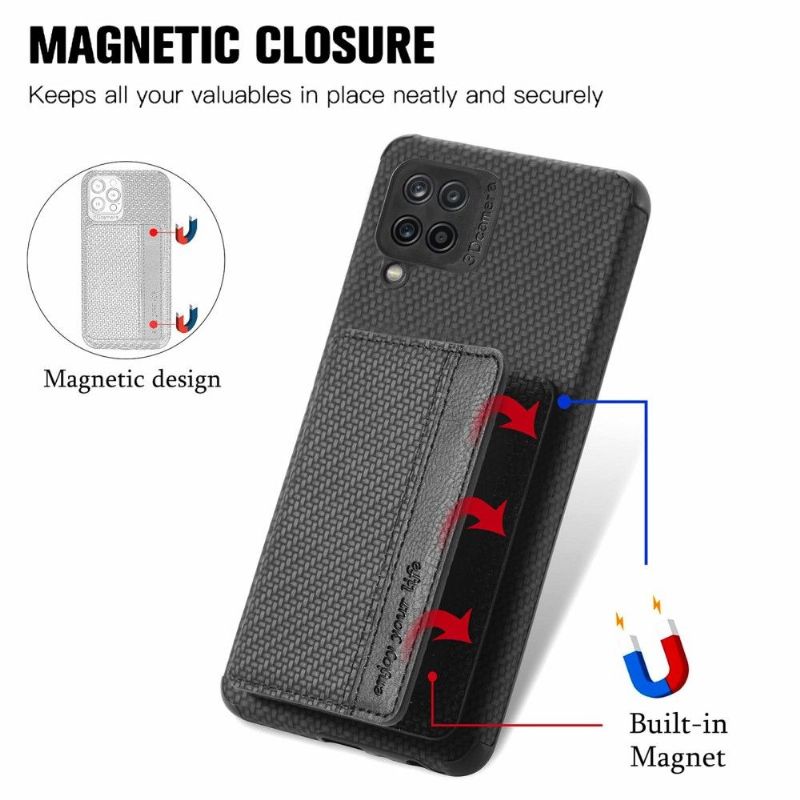 Coque Samsung Galaxy M33 5G Fibre Carbone Porte Cartes Fonction Support