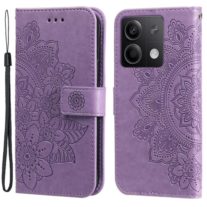 Housse Xiaomi Redmi Note 13 5G Empreinte Florale à Lanière