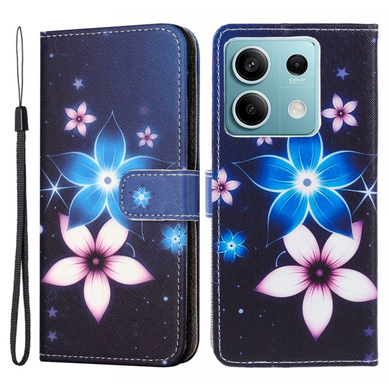 Housse Xiaomi Redmi Note 13 5G Fleurs Lunaires à Lanière