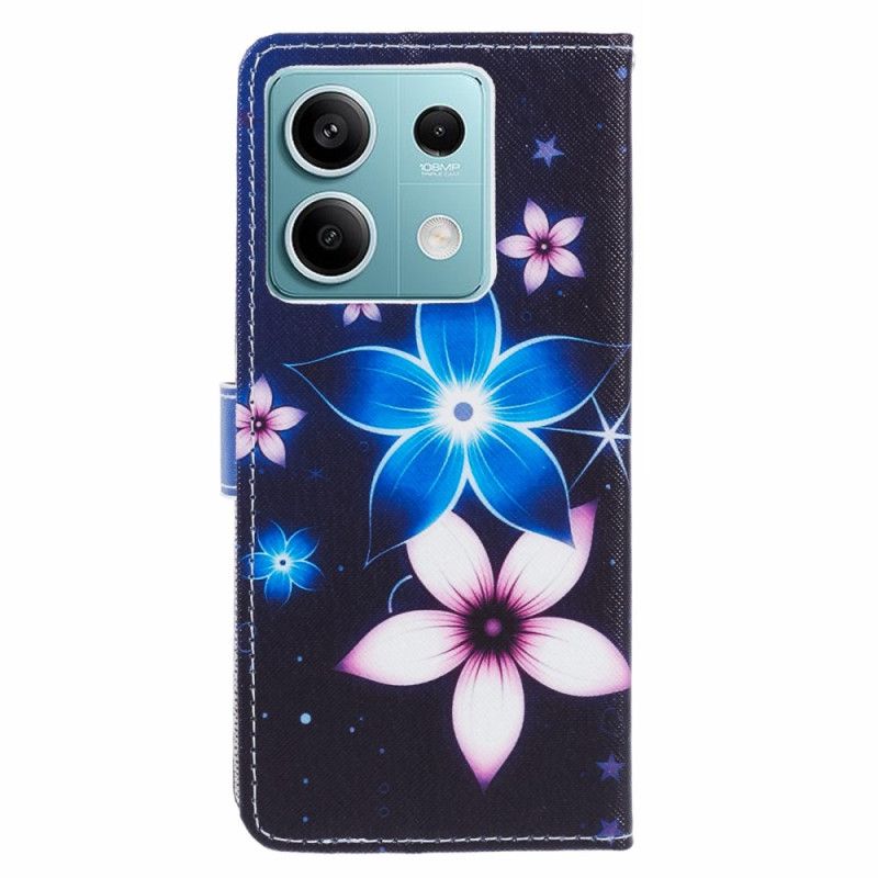 Housse Xiaomi Redmi Note 13 5G Fleurs Lunaires à Lanière