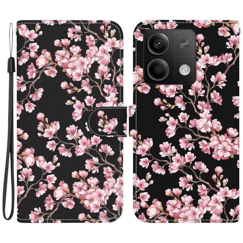 Housse Xiaomi Redmi Note 13 5G Fleurs de Prunier à Lanière