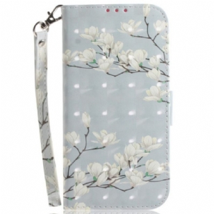 Housse Xiaomi Redmi Note 13 5G Magnolias à Lanière