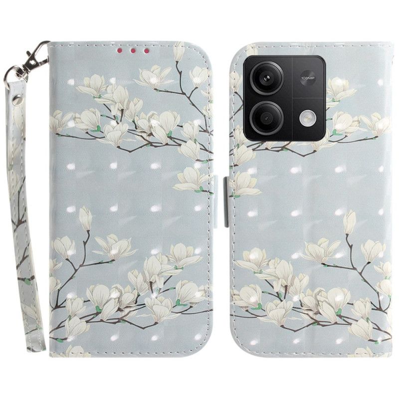 Housse Xiaomi Redmi Note 13 5G Magnolias à Lanière