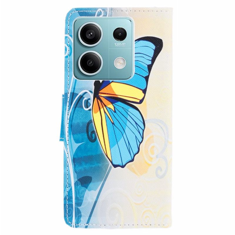 Housse Xiaomi Redmi Note 13 5G Papillon Bleu et Jaune