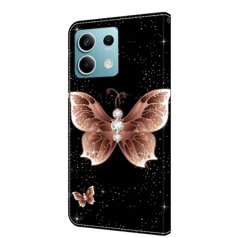 Housse Xiaomi Redmi Note 13 5G Papillons Diamants Roses