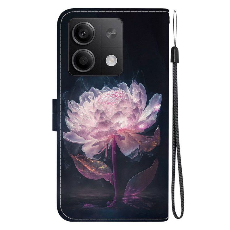 Housse Xiaomi Redmi Note 13 5G Pivoine Pourpre à Lanière